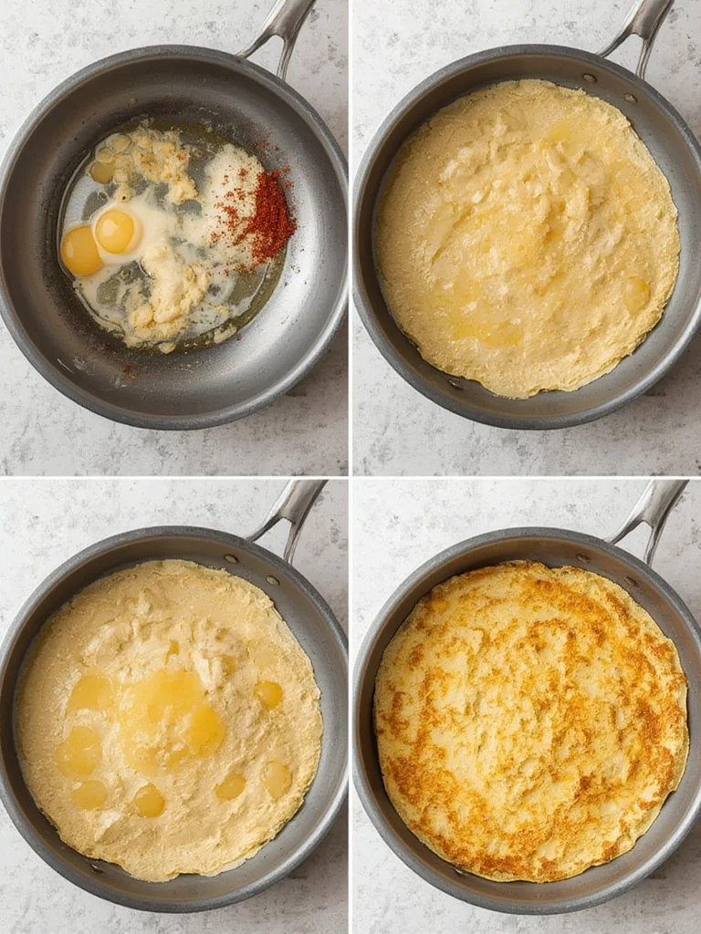 Crêpes Rezept – flüssiger Crêpes-Teig wird in einer Schüssel angerührt